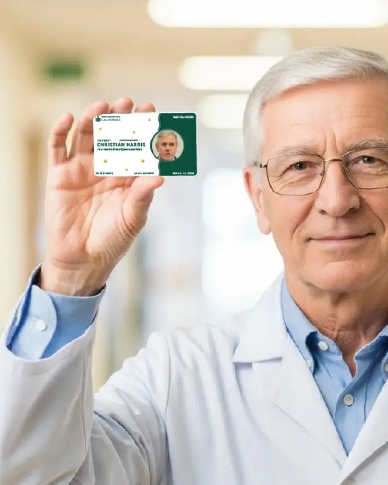 Licensed doctor holding a California medical marijuana ID card